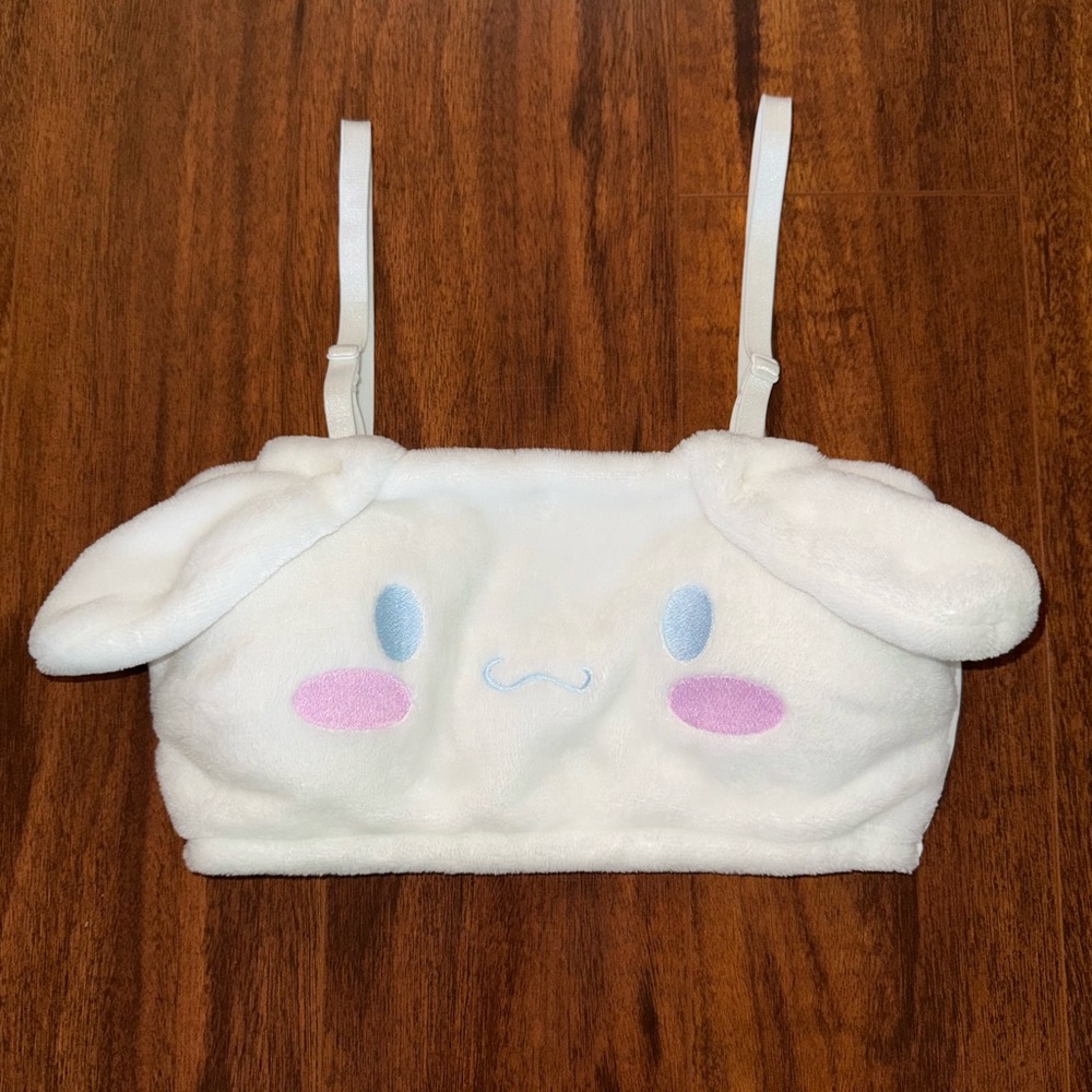Kawaii Cinnamoroll Plush Bra Top Sister Princess M White Furry Cosplay Cutecore
